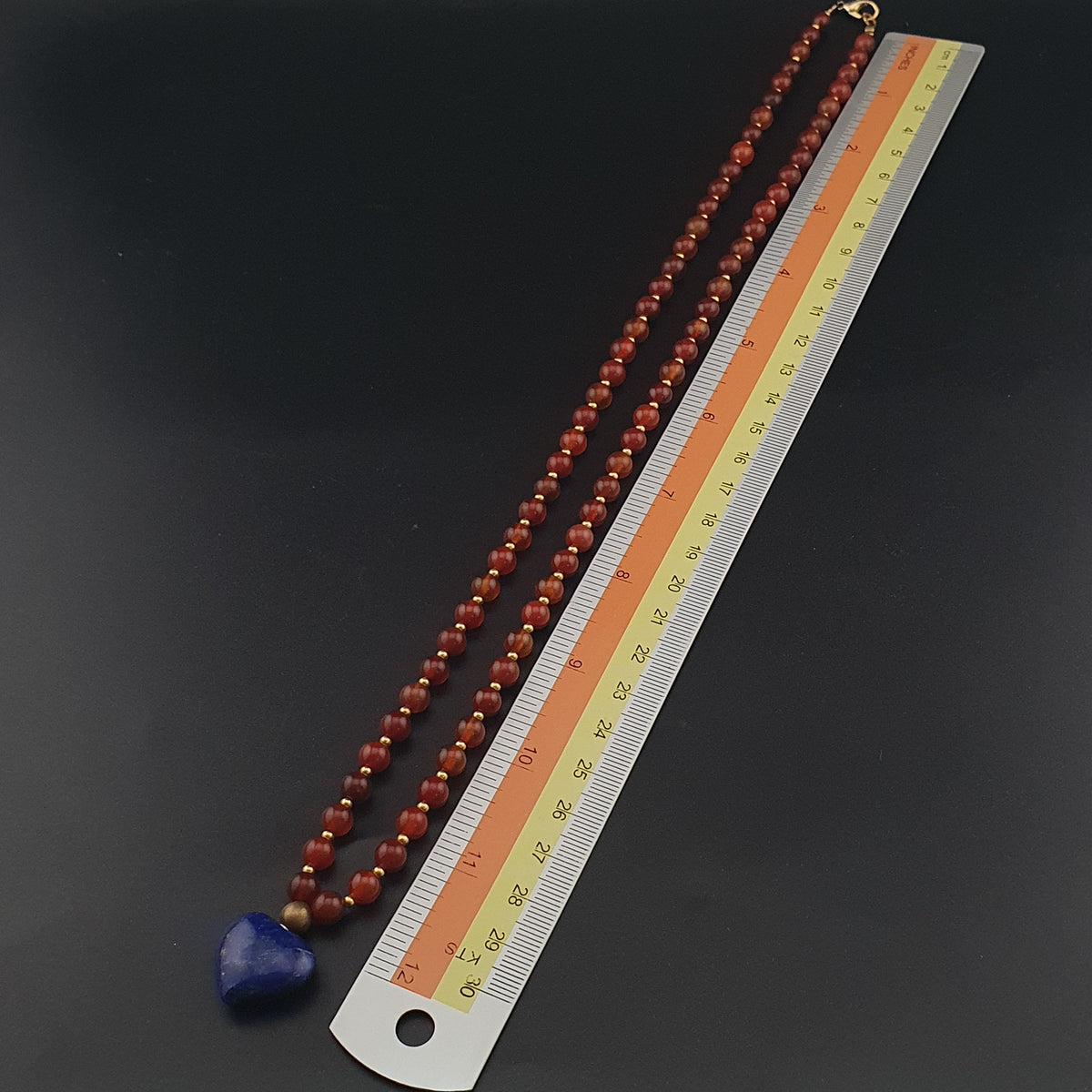 Vintage Red Carnelian From Mali With LapisLazuli Pendant Necklace