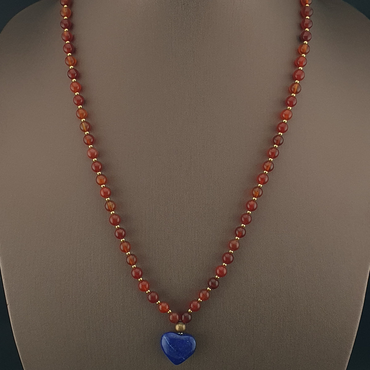 Vintage Red Carnelian From Mali With LapisLazuli Pendant Necklace