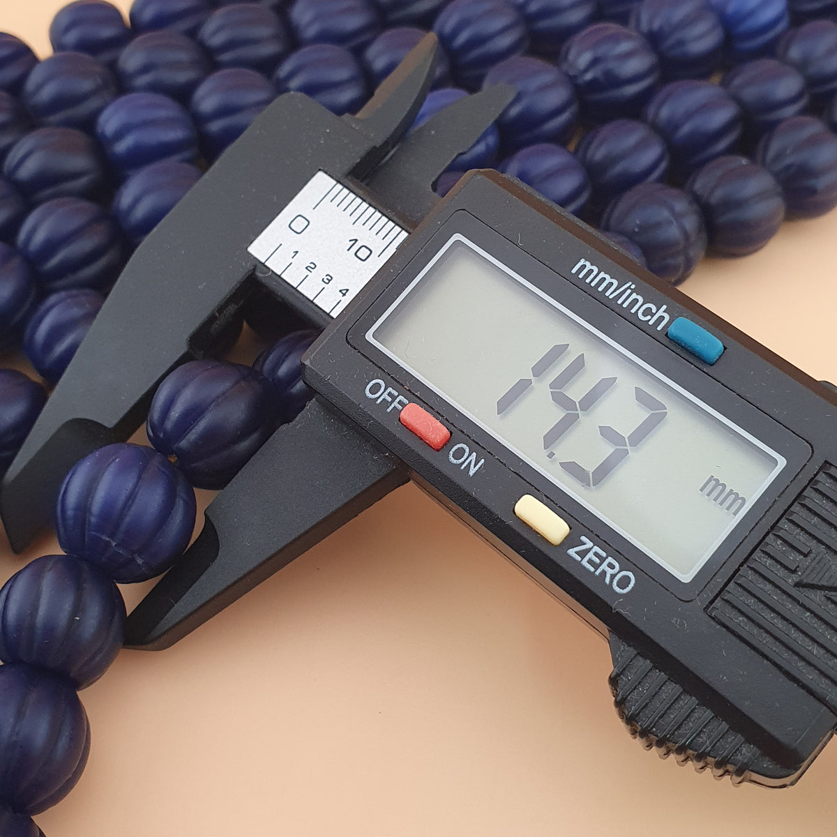 Antique African Deep Blue Melon Shape Glass Beads Strands