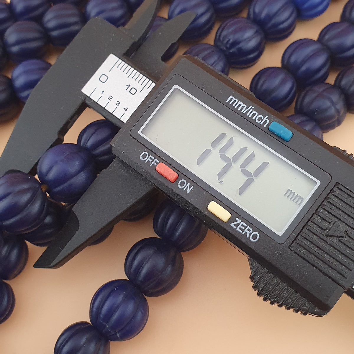 Antique African Deep Blue Melon Shape Glass Beads Strands
