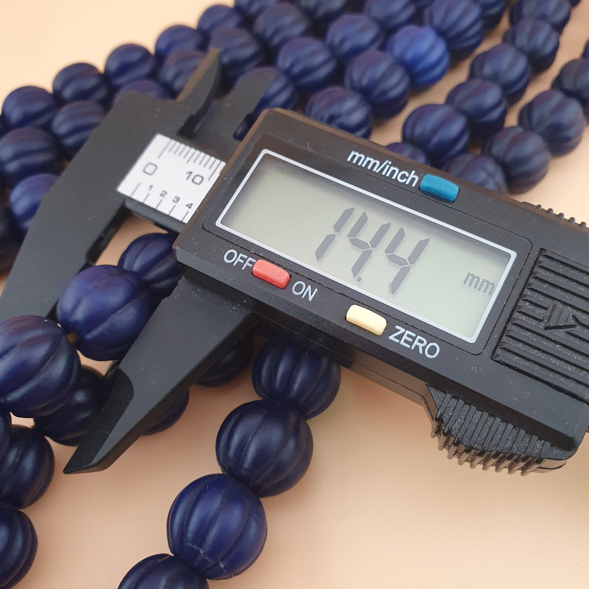 Antique African Deep Blue Melon Shape Glass Beads Strands