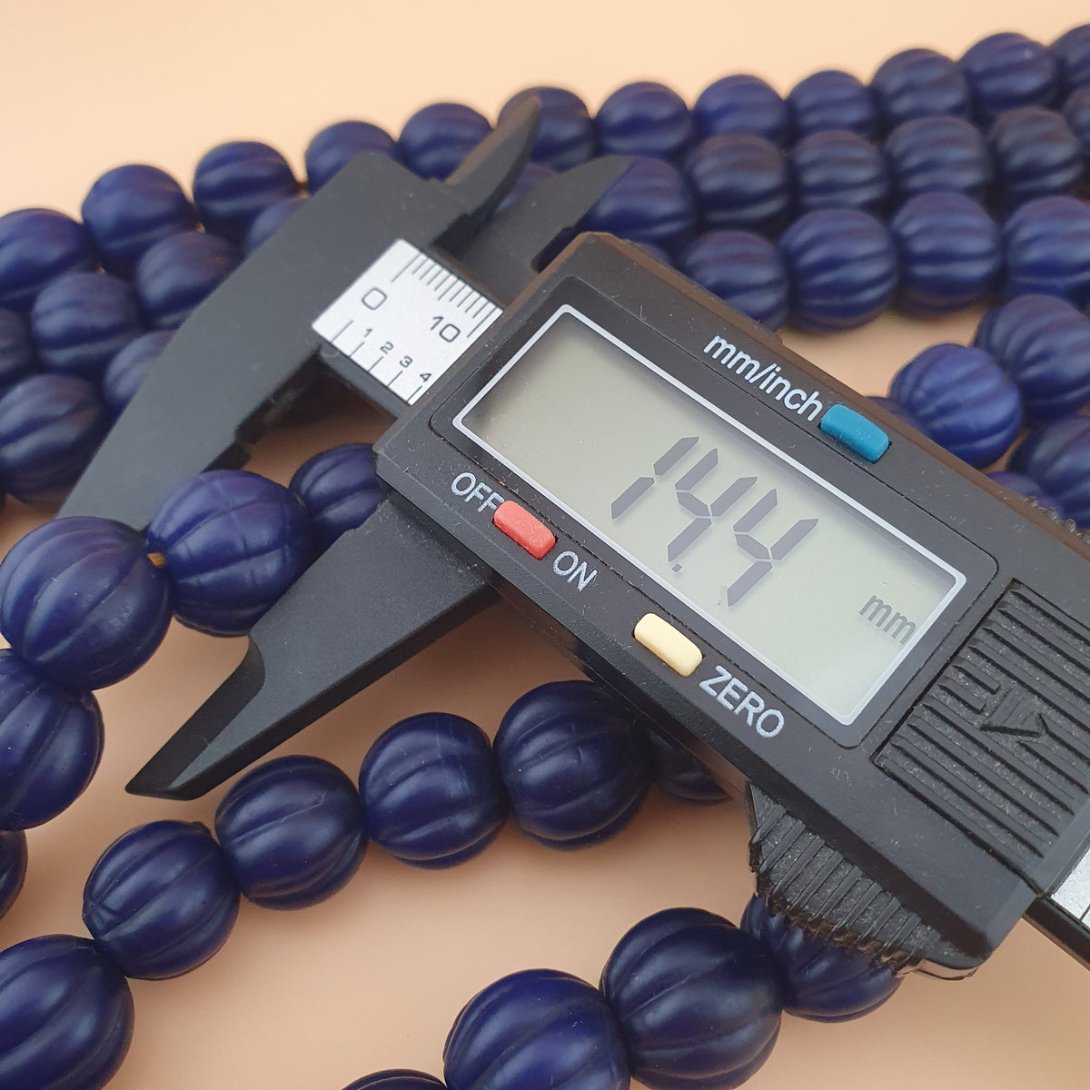 Antique African Deep Blue Melon Shape Glass Beads Strands