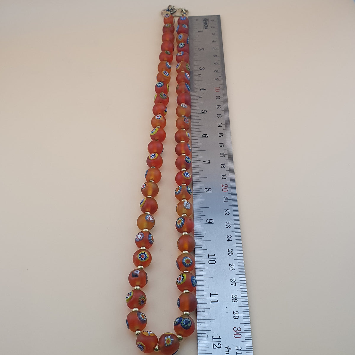 Antique Middle Eastern Style Floral & Eyes Glass Beads Necklace