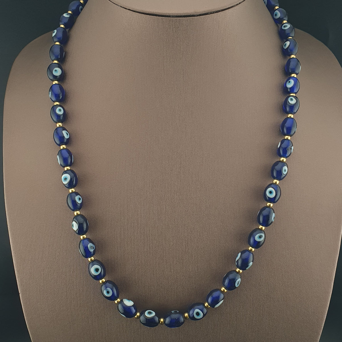 Collier de perles en verre œil de Hamsa de style vénitien antique