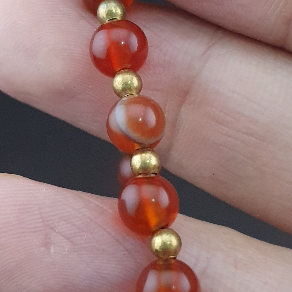 Collier pendentif en agate cornaline et agate florale vintage