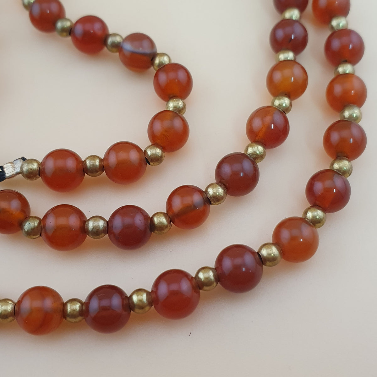 Collier pendentif en agate cornaline et agate florale vintage
