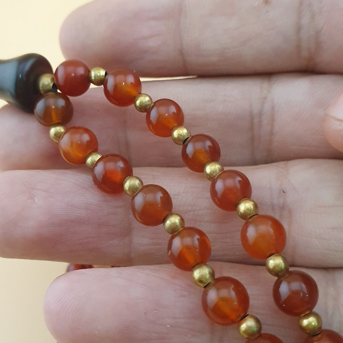 Collier pendentif en agate cornaline et agate florale vintage