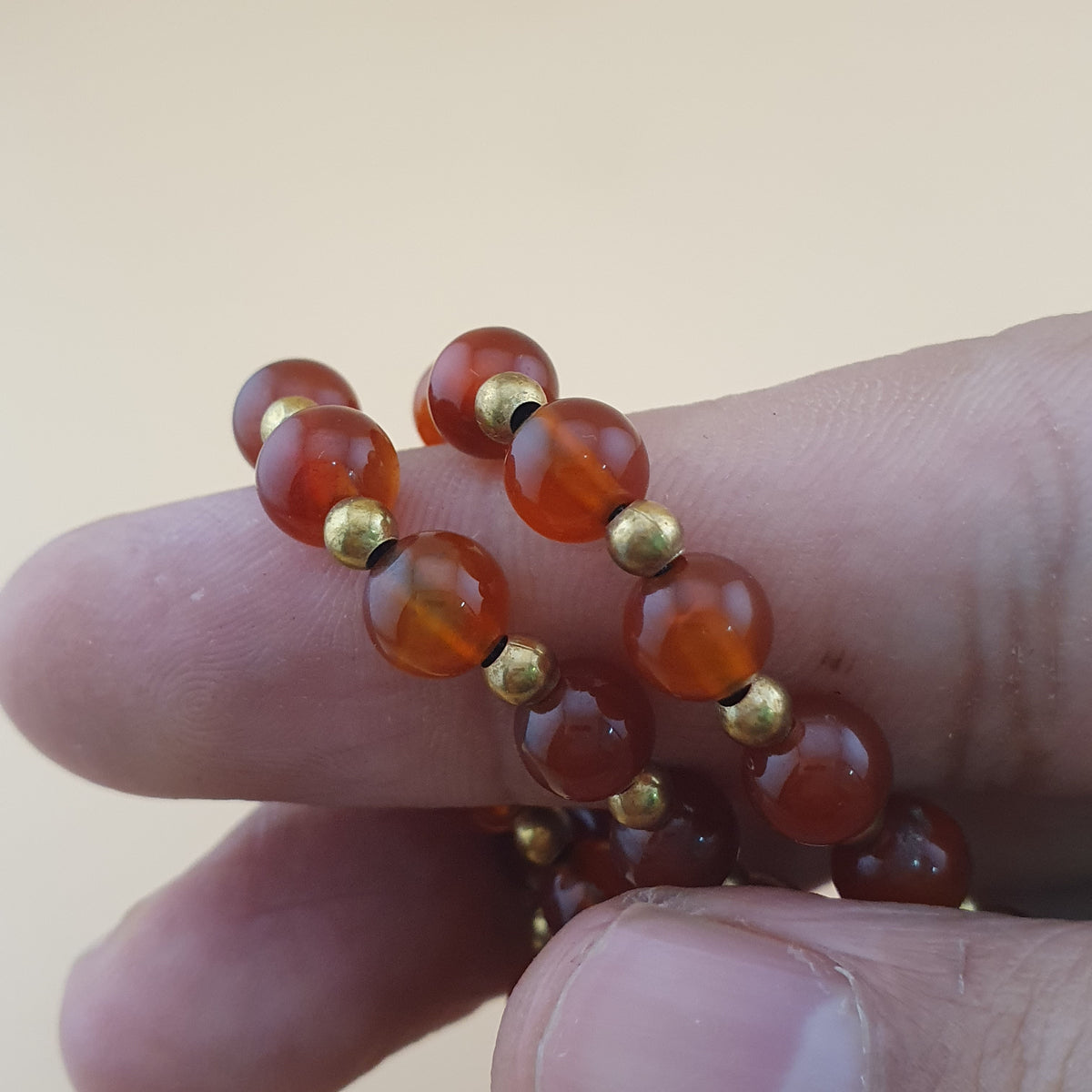 Collier pendentif en agate cornaline et agate florale vintage