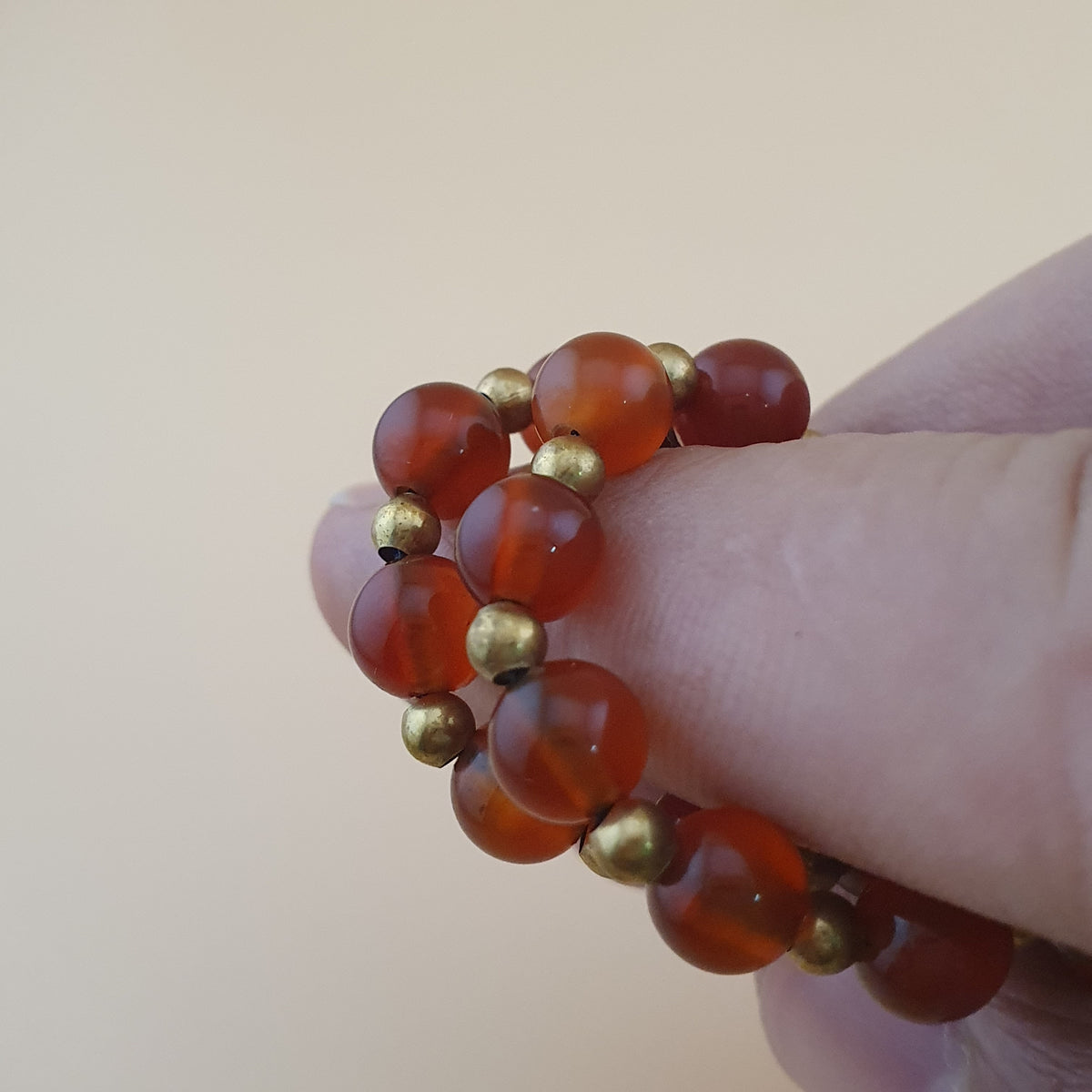 Collier pendentif en agate cornaline et agate florale vintage