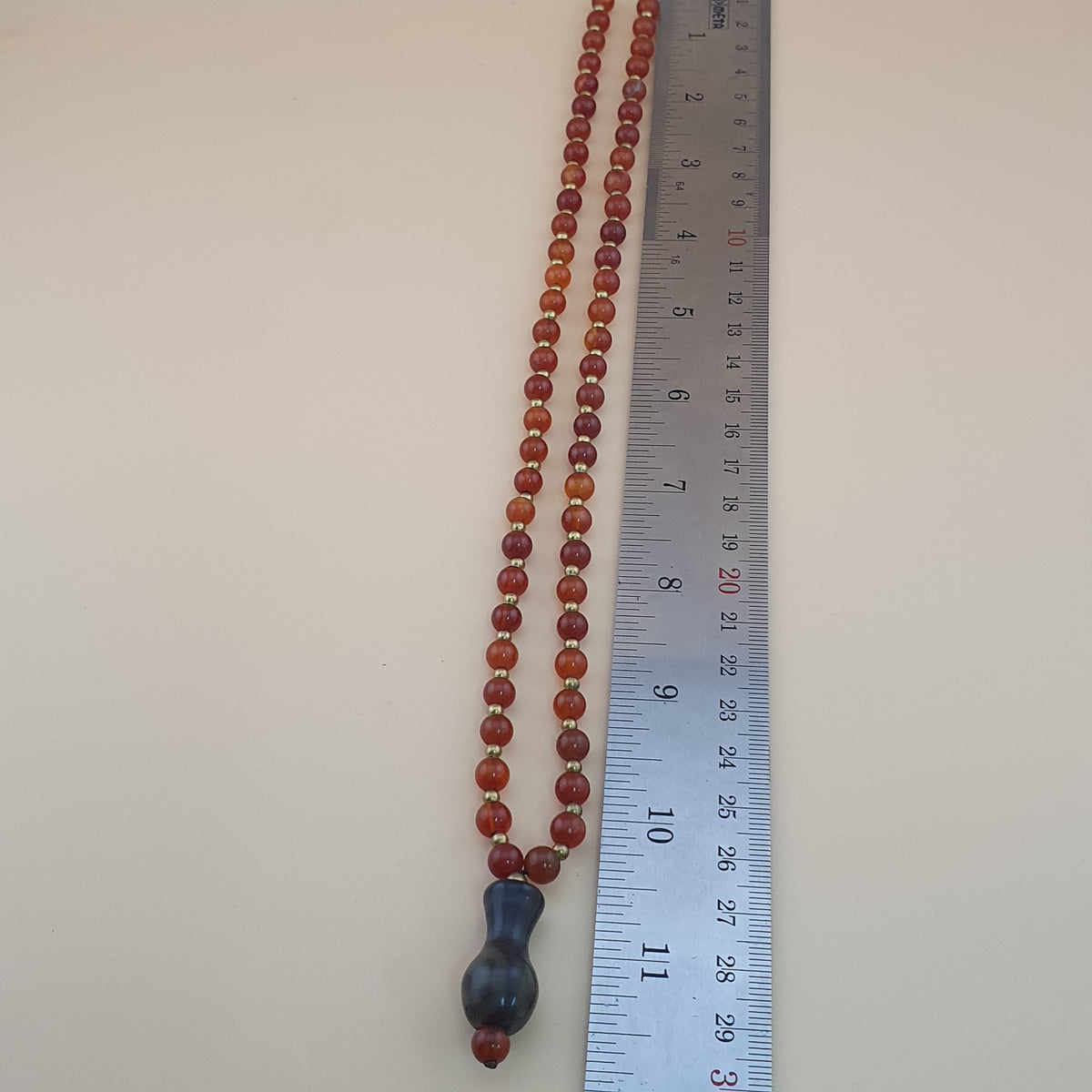 Collier pendentif en agate cornaline et agate florale vintage