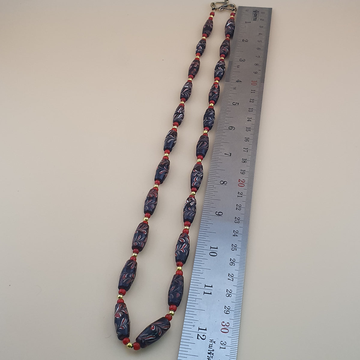 Antique Venetian Style Floral & Venetian whiteHeart Glass Beads Necklace