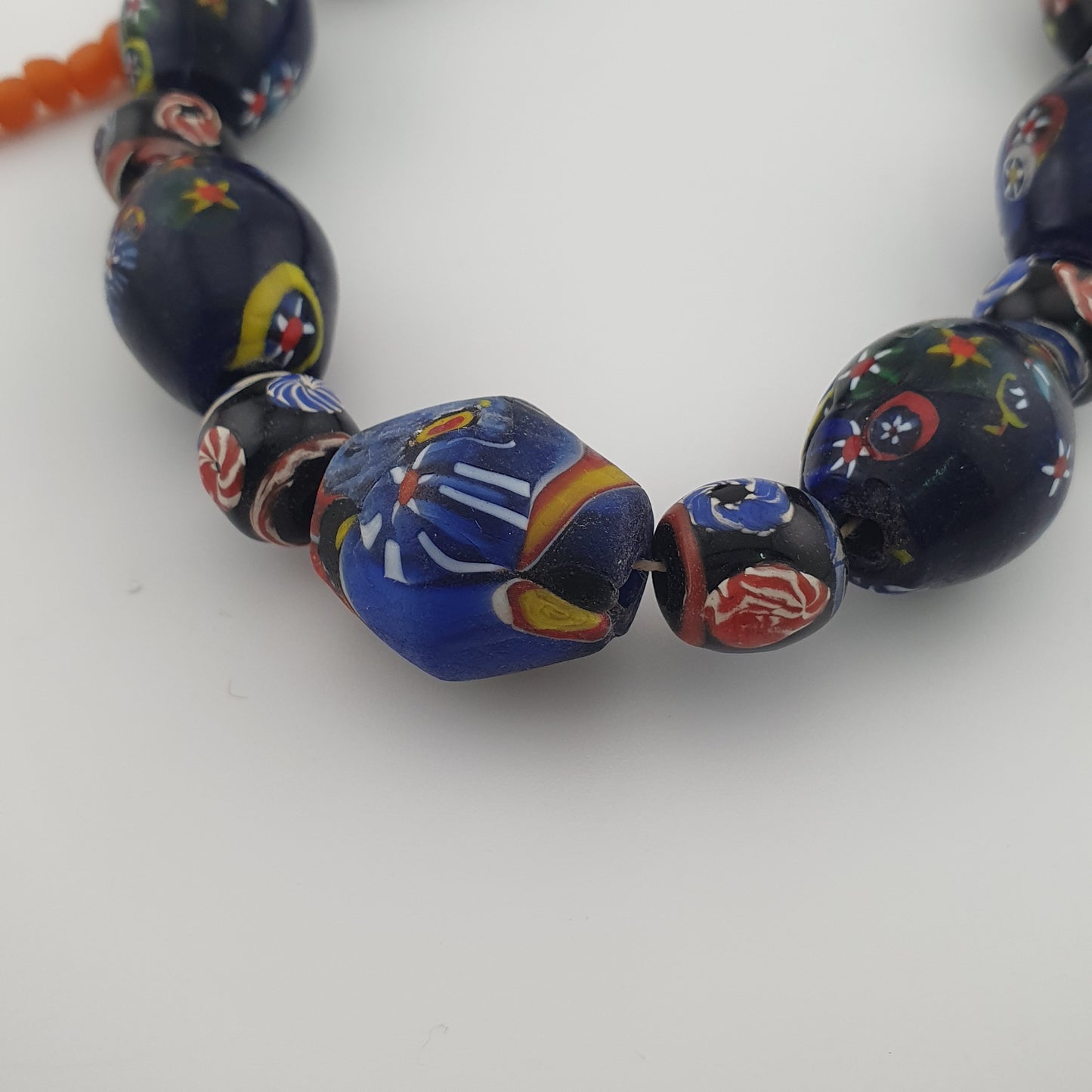 Vintage Venetian Style Floral & African Glass Beads Necklace