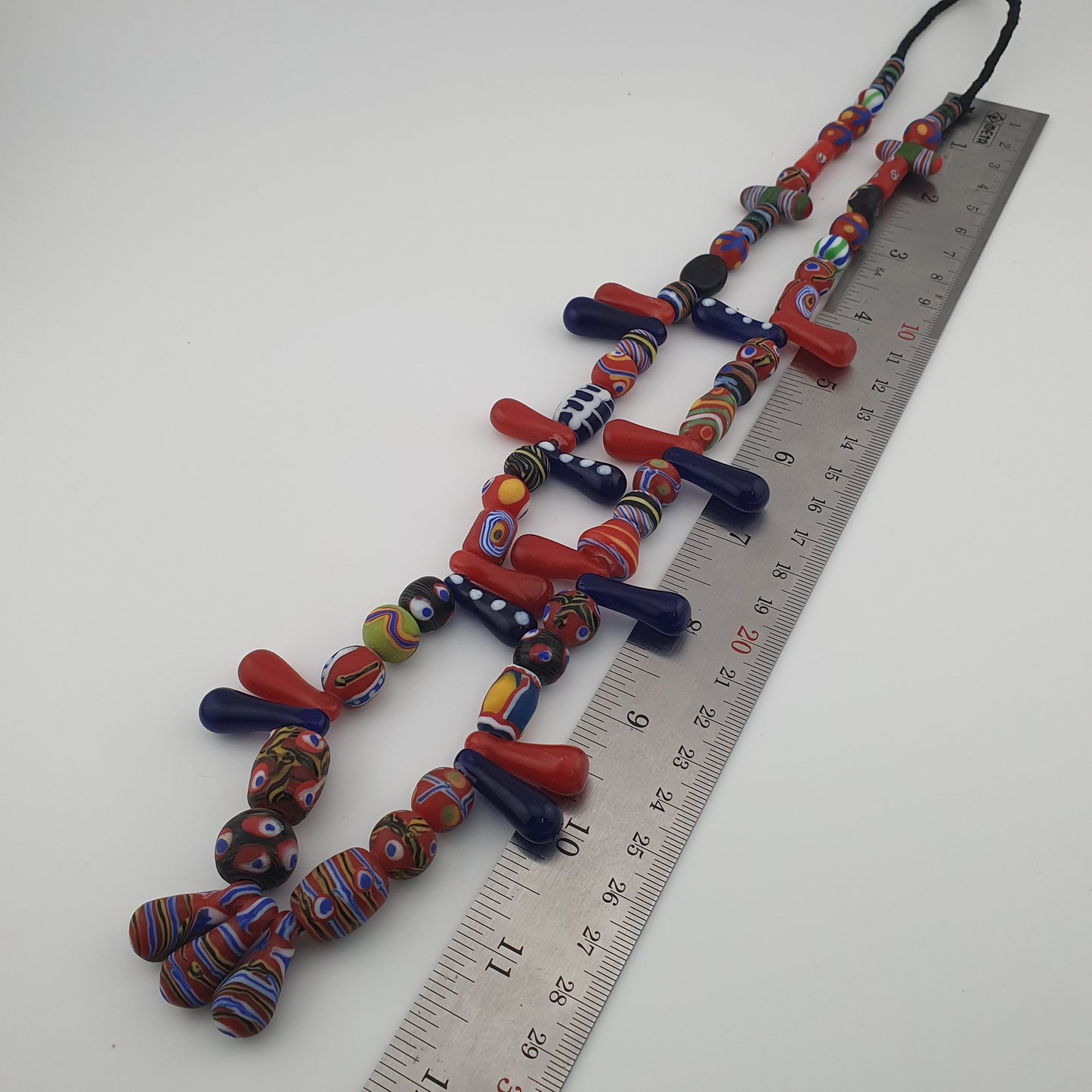 Antique Venetian Style Multicolor Glass Beads, Gabri & Floral Beads Necklace