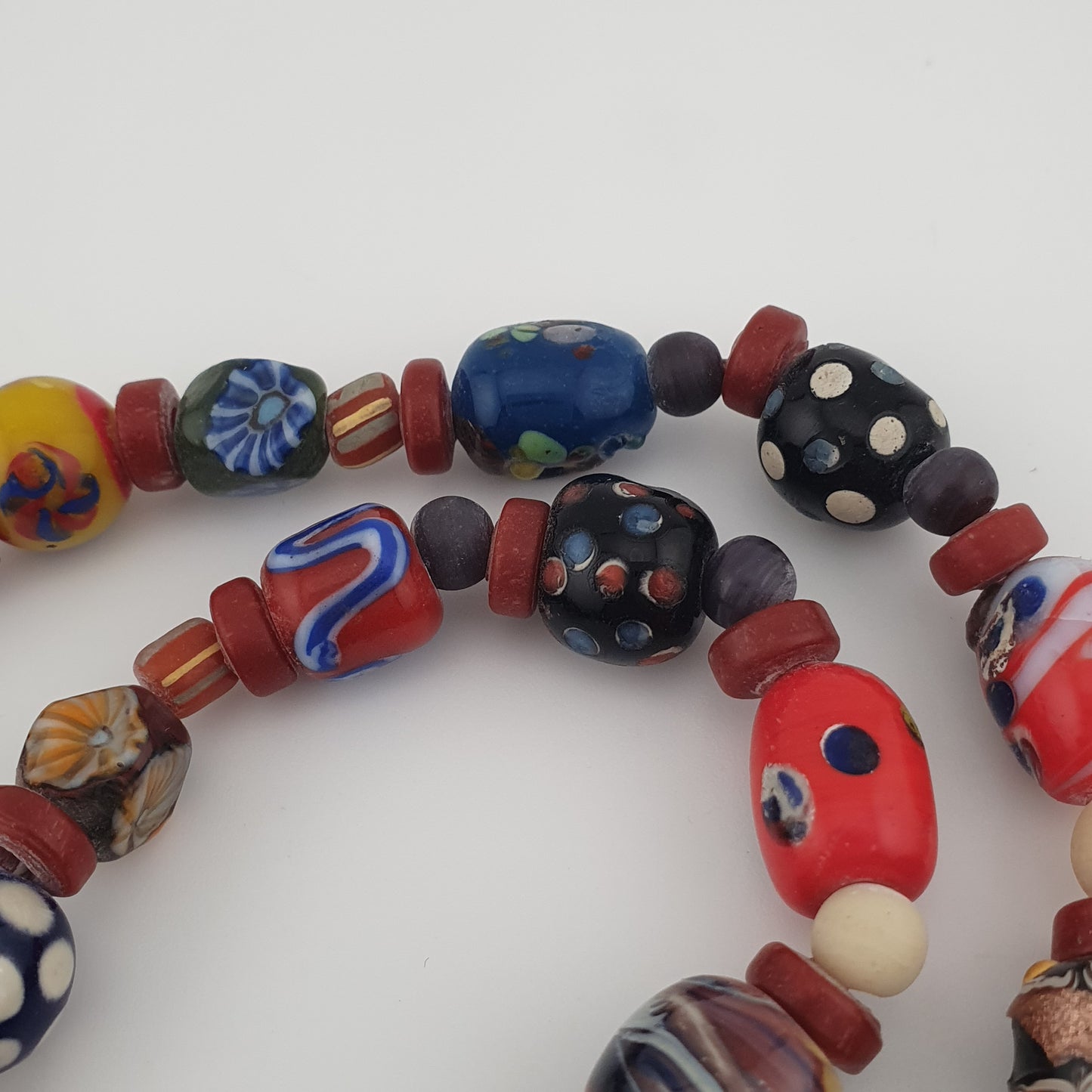 Antique Venetian Style Gabri Eyes & African Glass beads Necklace