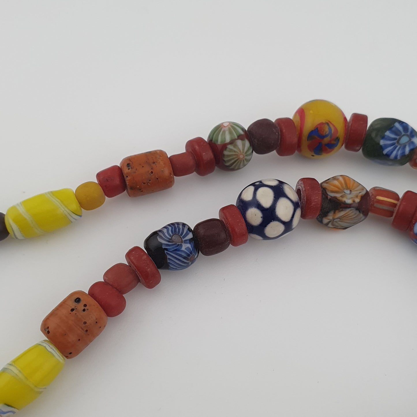 Antique Venetian Style Gabri Eyes & African Glass beads Necklace