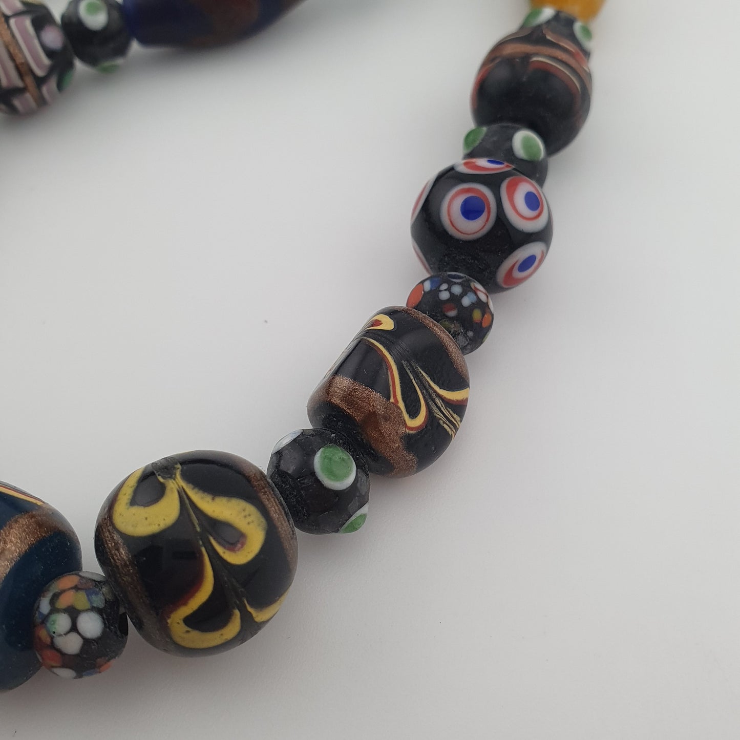 Antique MultiColor Venetian Style Mix Glass Beads Necklace