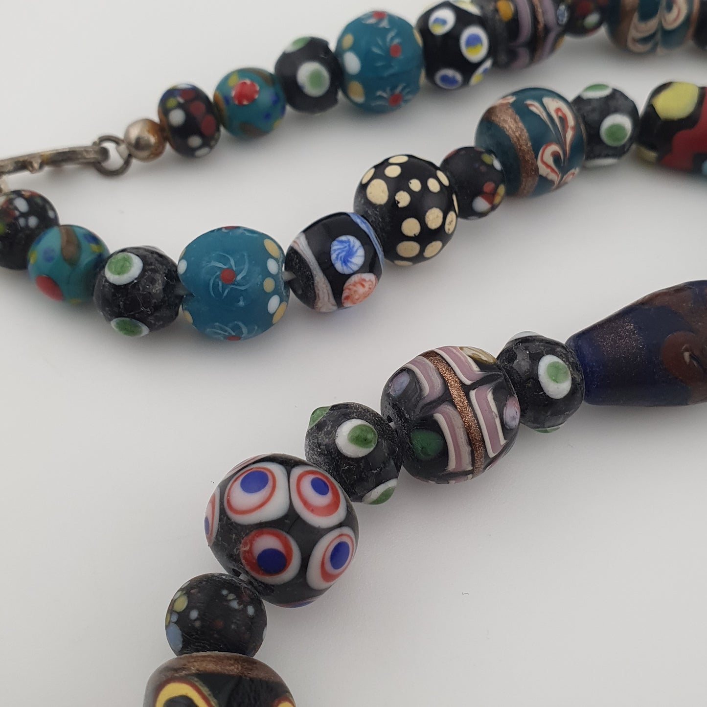 Antique MultiColor Venetian Style Mix Glass Beads Necklace