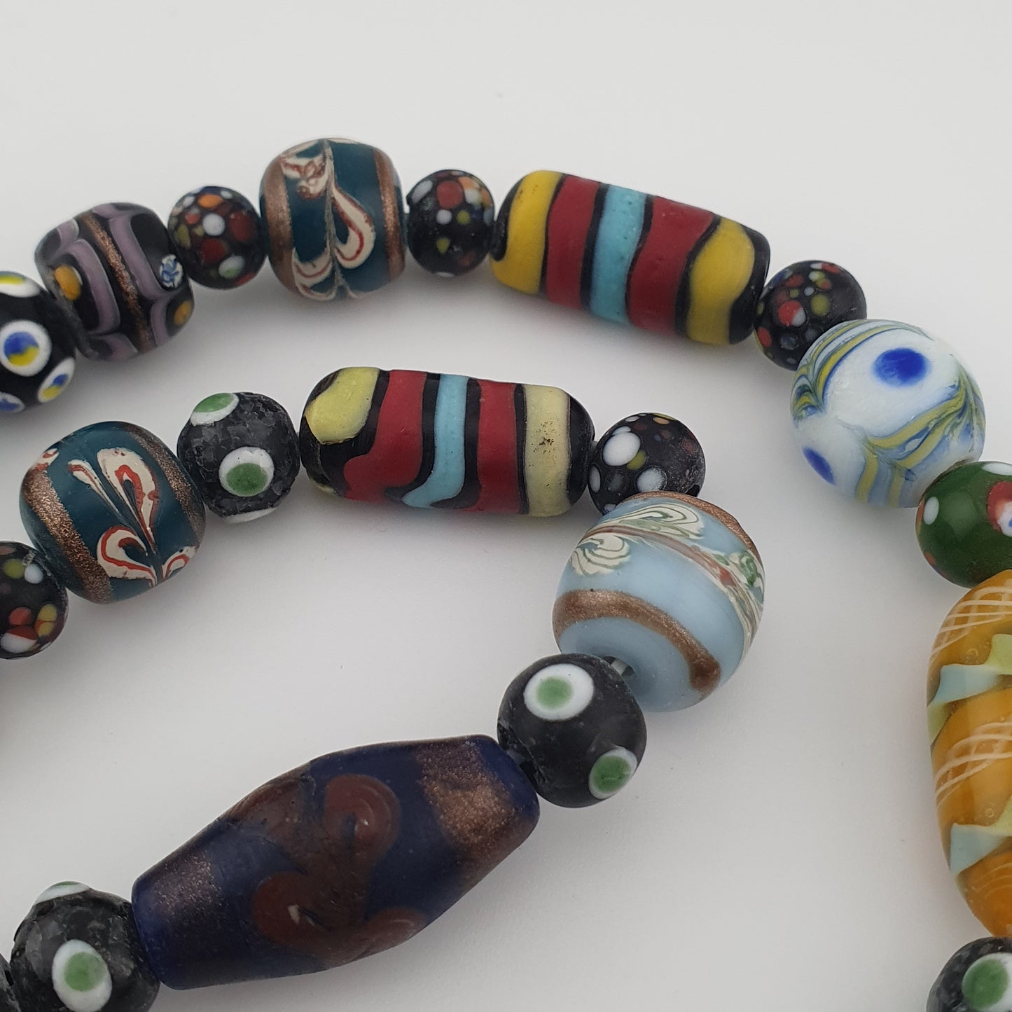 Antique MultiColor Venetian Style Mix Glass Beads Necklace
