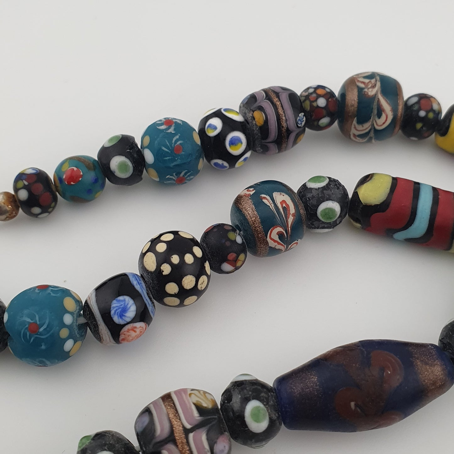 Antique MultiColor Venetian Style Mix Glass Beads Necklace