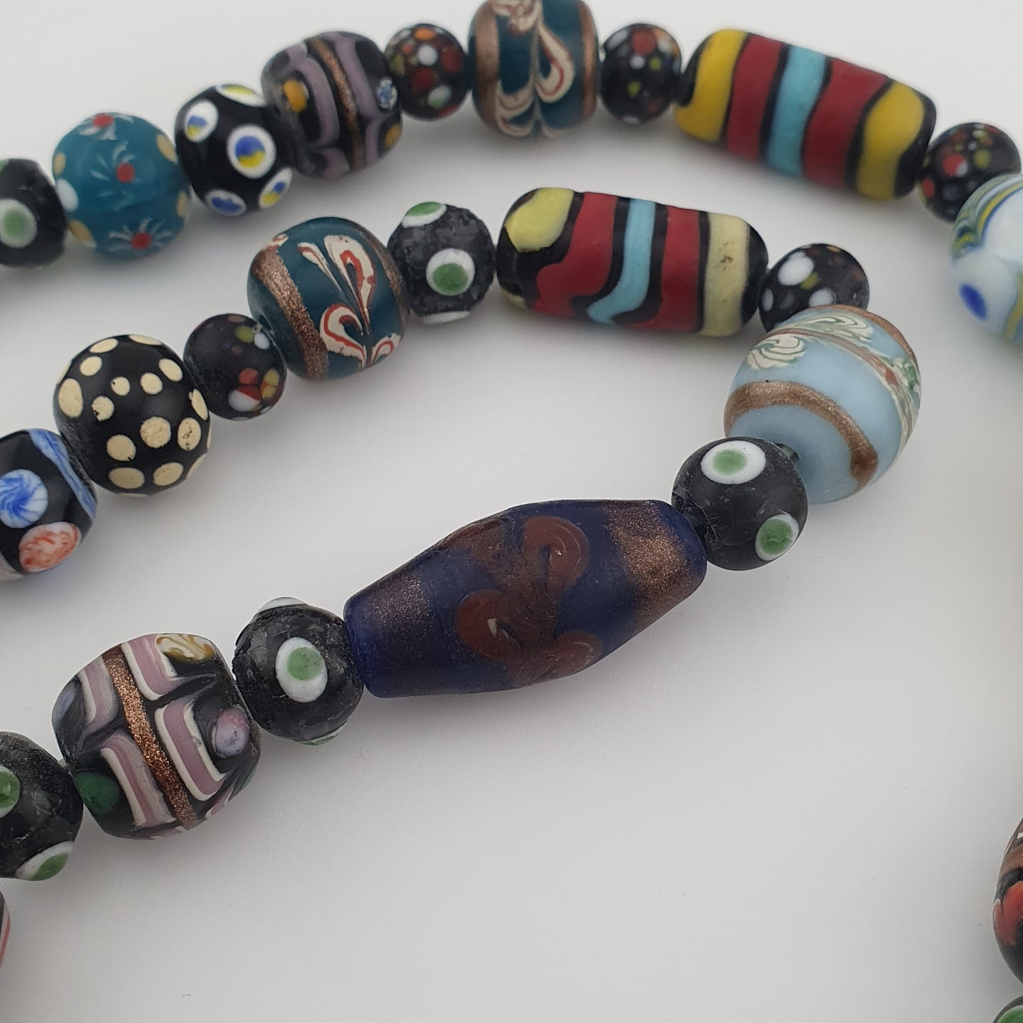 Antique MultiColor Venetian Style Mix Glass Beads Necklace