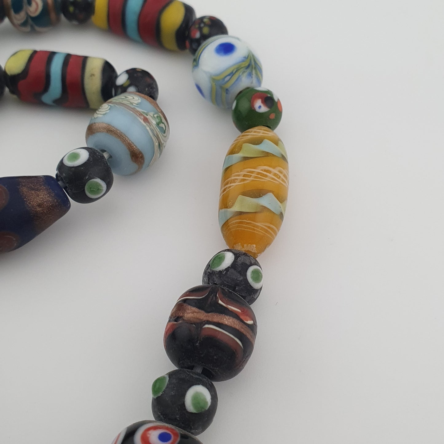 Antique MultiColor Venetian Style Mix Glass Beads Necklace