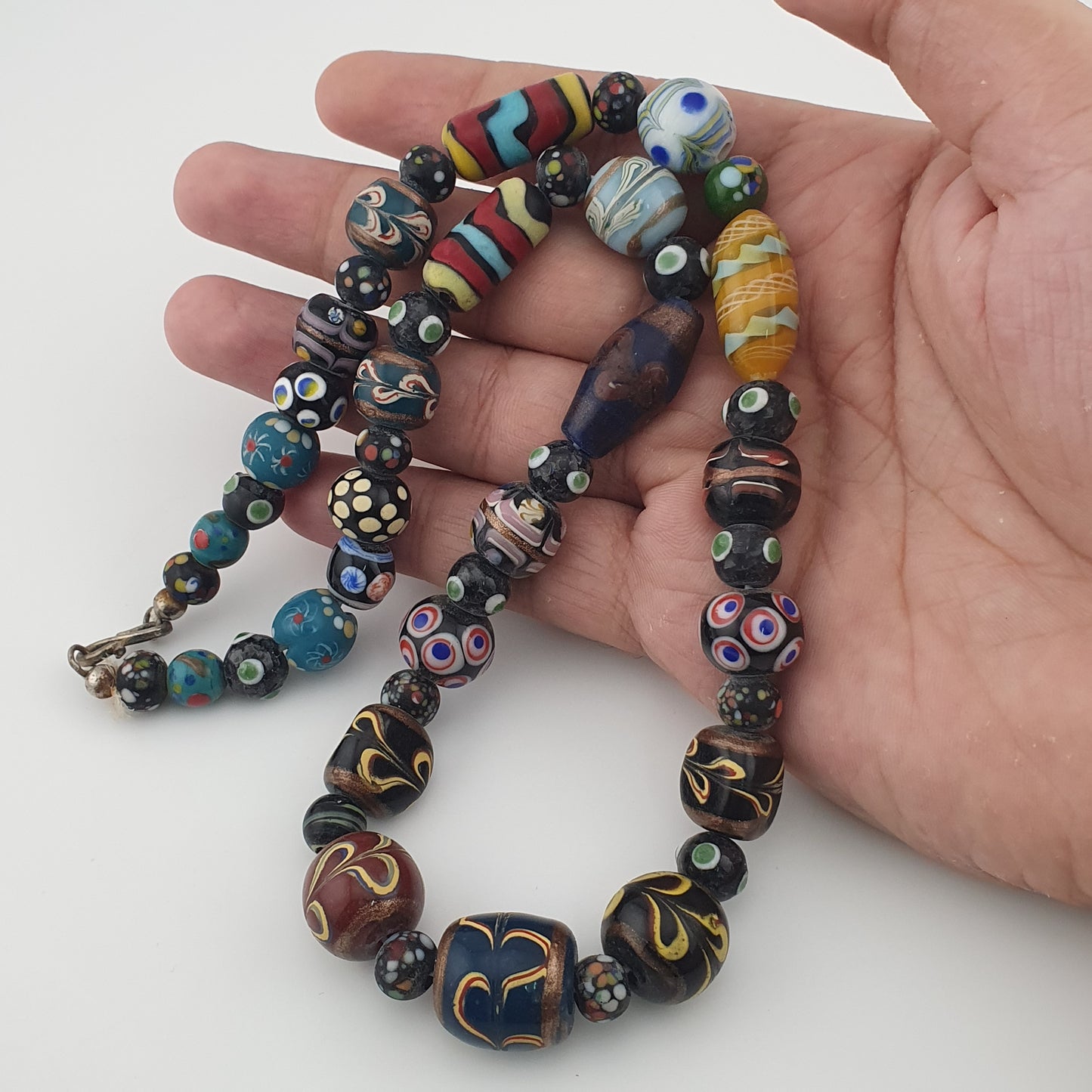 Antique MultiColor Venetian Style Mix Glass Beads Necklace