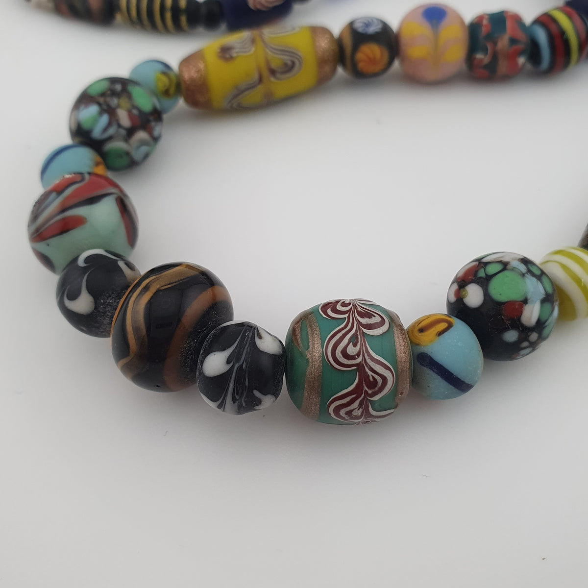Antique Venetian Style Mix Glass Beads Necklace
