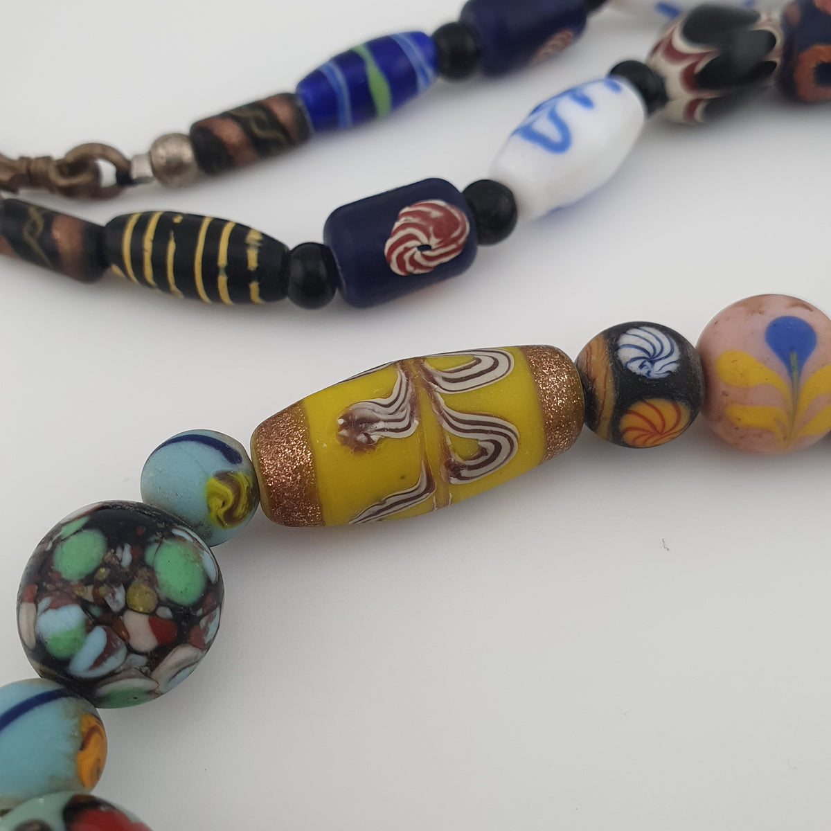 Antique Venetian Style Mix Glass Beads Necklace