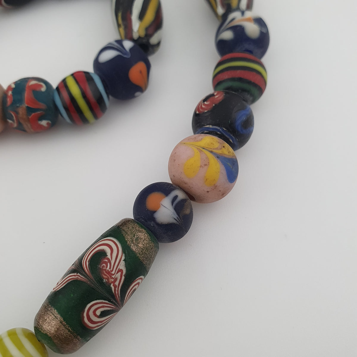 Antique Venetian Style Mix Glass Beads Necklace