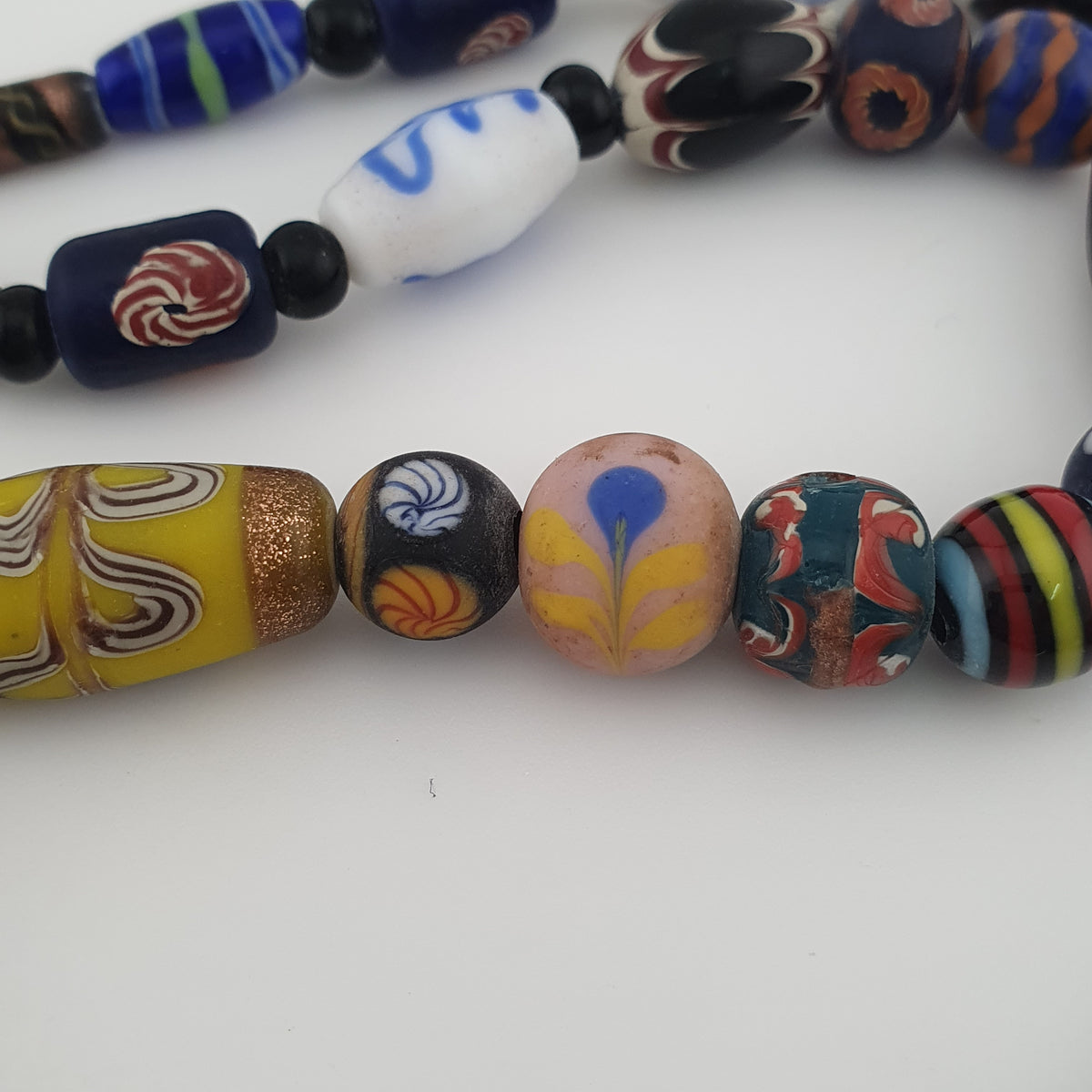 Antique Venetian Style Mix Glass Beads Necklace