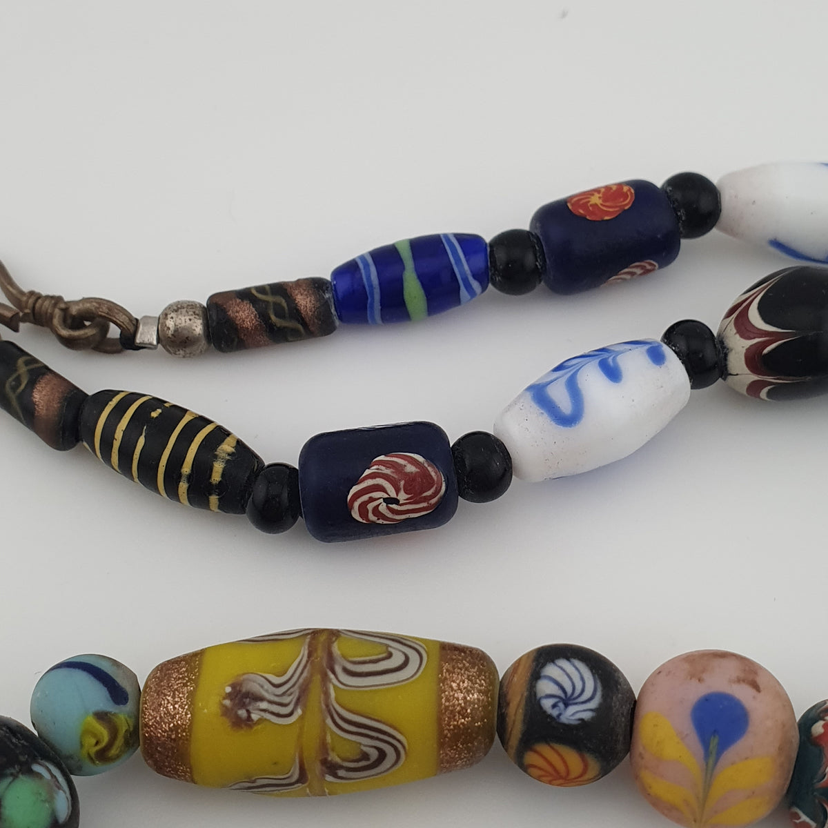 Antique Venetian Style Mix Glass Beads Necklace