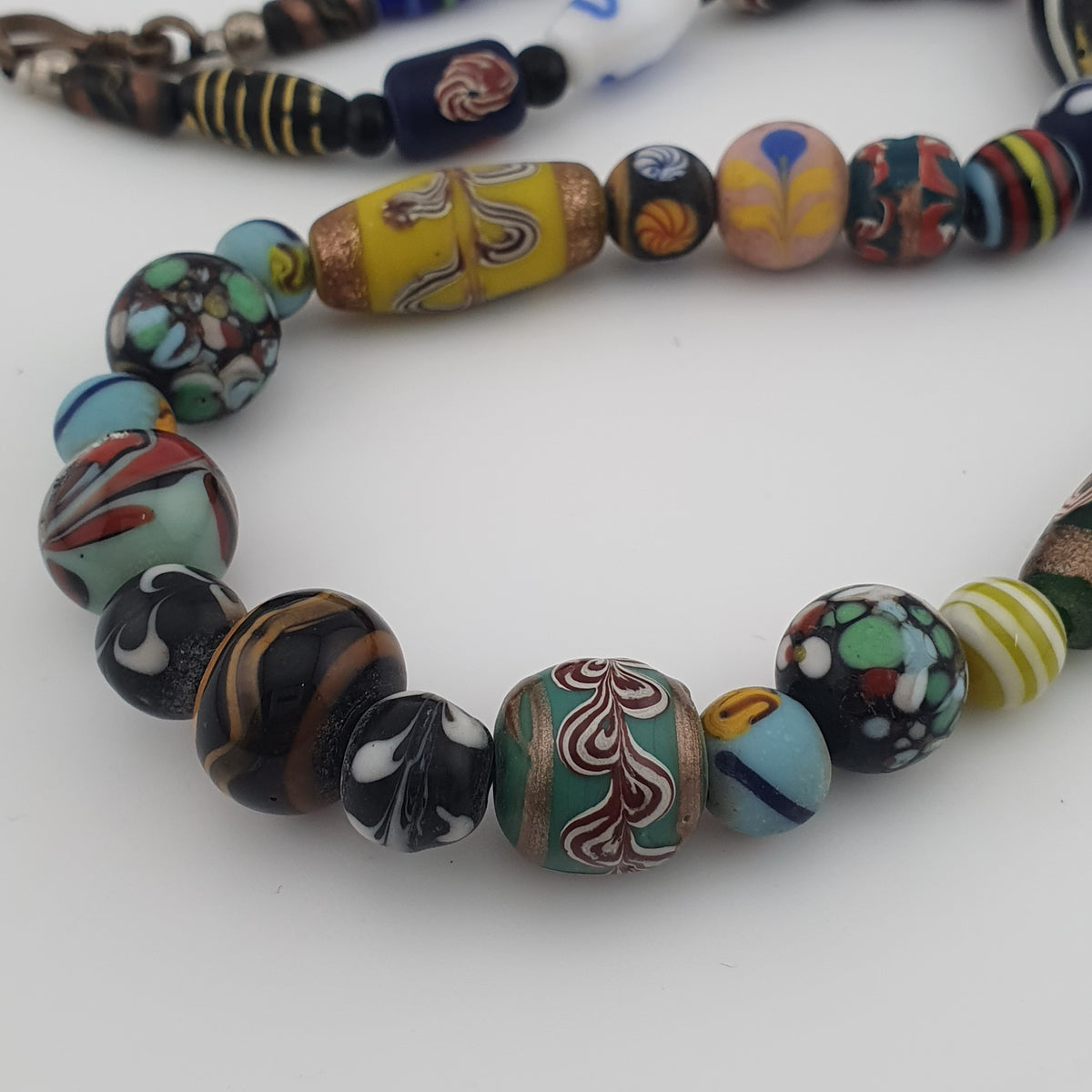 Antique Venetian Style Mix Glass Beads Necklace