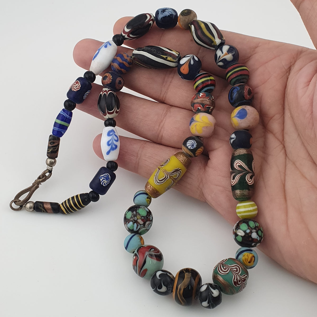 Antique Venetian Style Mix Glass Beads Necklace