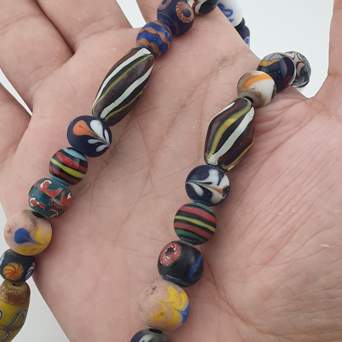 Antique Venetian Style Mix Glass Beads Necklace