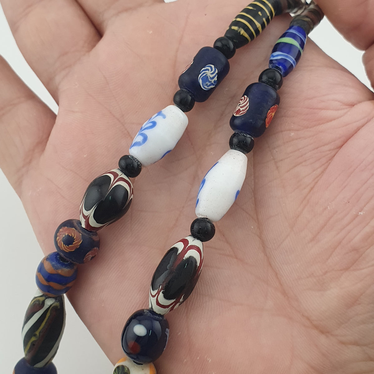 Antique Venetian Style Mix Glass Beads Necklace