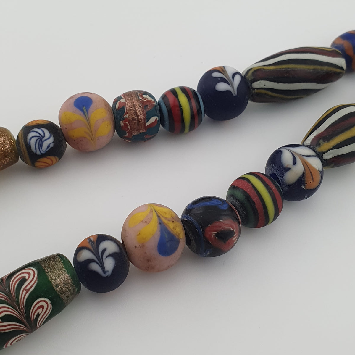 Antique Venetian Style Mix Glass Beads Necklace