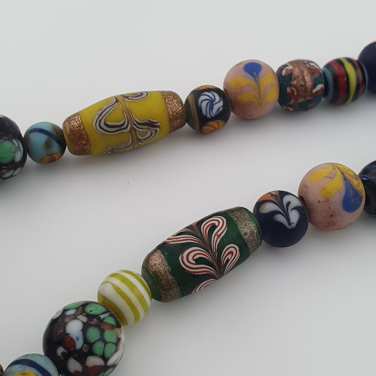 Antique Venetian Style Mix Glass Beads Necklace