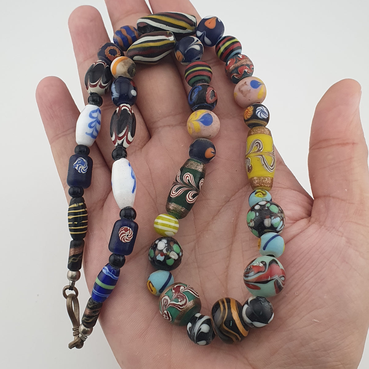 Antique Venetian Style Mix Glass Beads Necklace