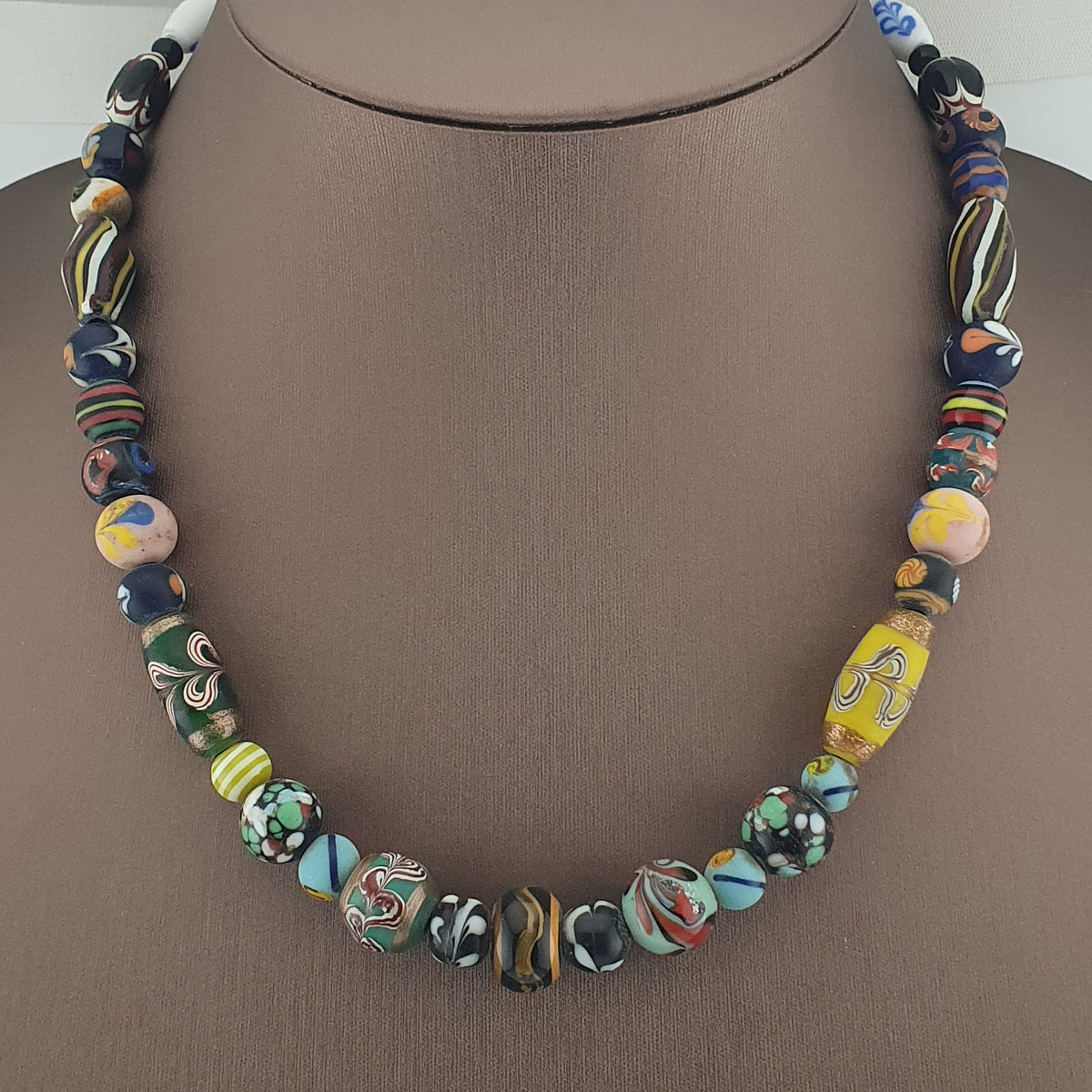 Antique Venetian Style Mix Glass Beads Necklace