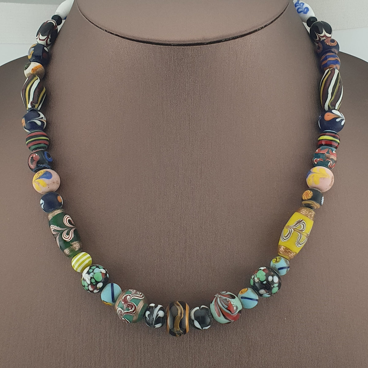 Antique Venetian Style Mix Glass Beads Necklace