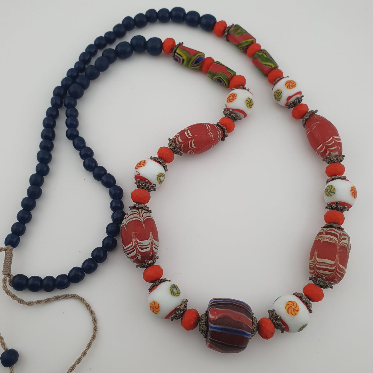 Antique Venetian Style Mix Glass Beads Necklace