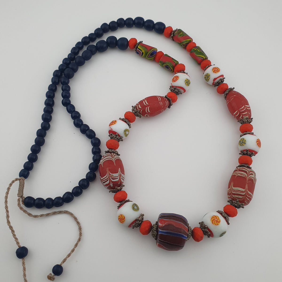 Antique Venetian Style Mix Glass Beads Necklace