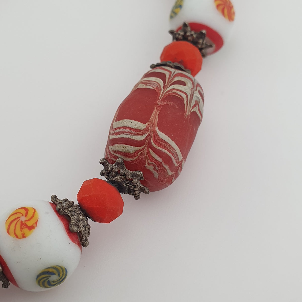 Antique Venetian Style Mix Glass Beads Necklace