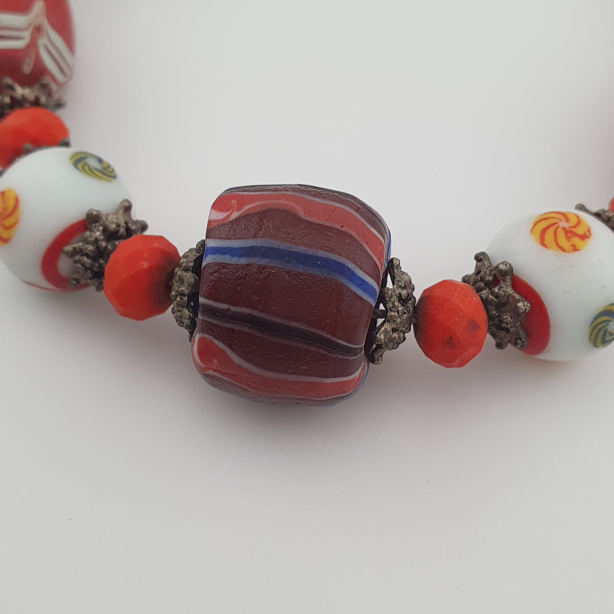 Antique Venetian Style Mix Glass Beads Necklace
