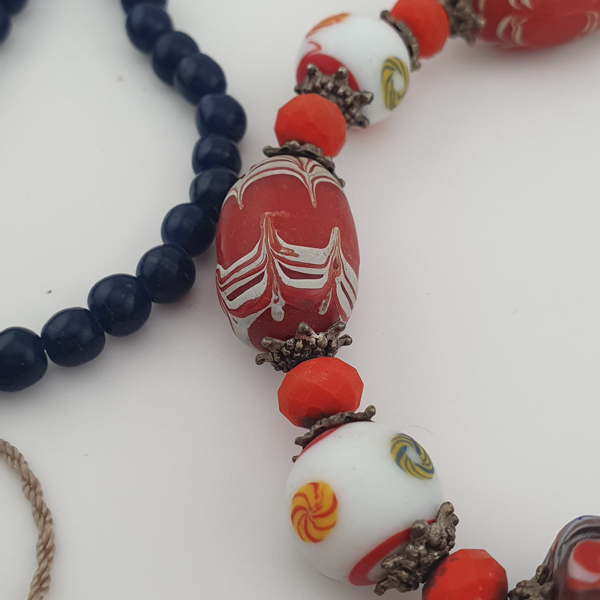 Antique Venetian Style Mix Glass Beads Necklace