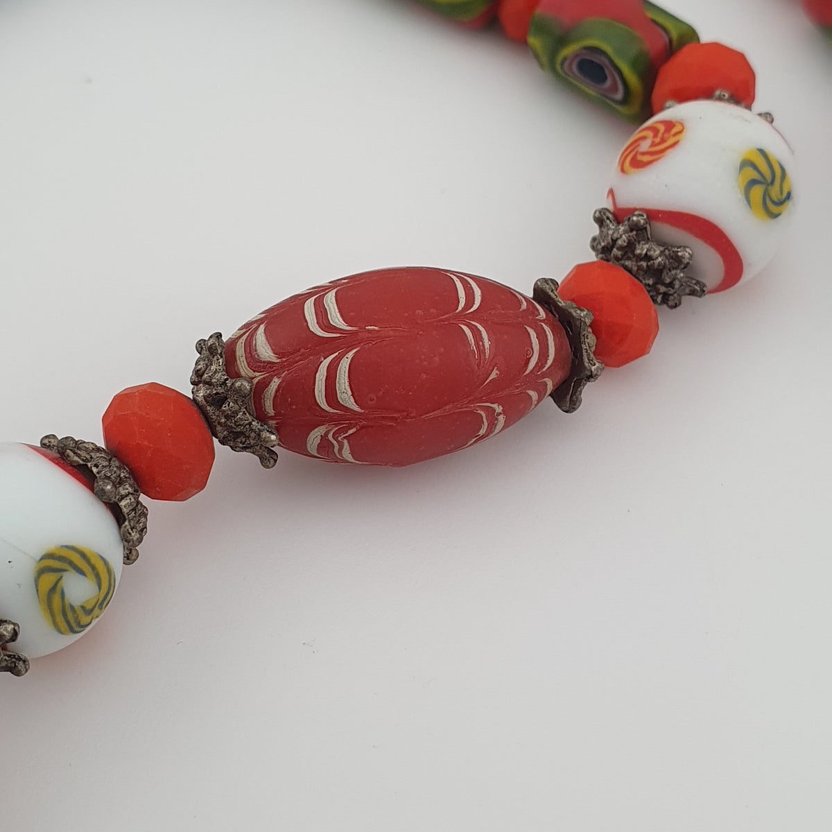 Antique Venetian Style Mix Glass Beads Necklace
