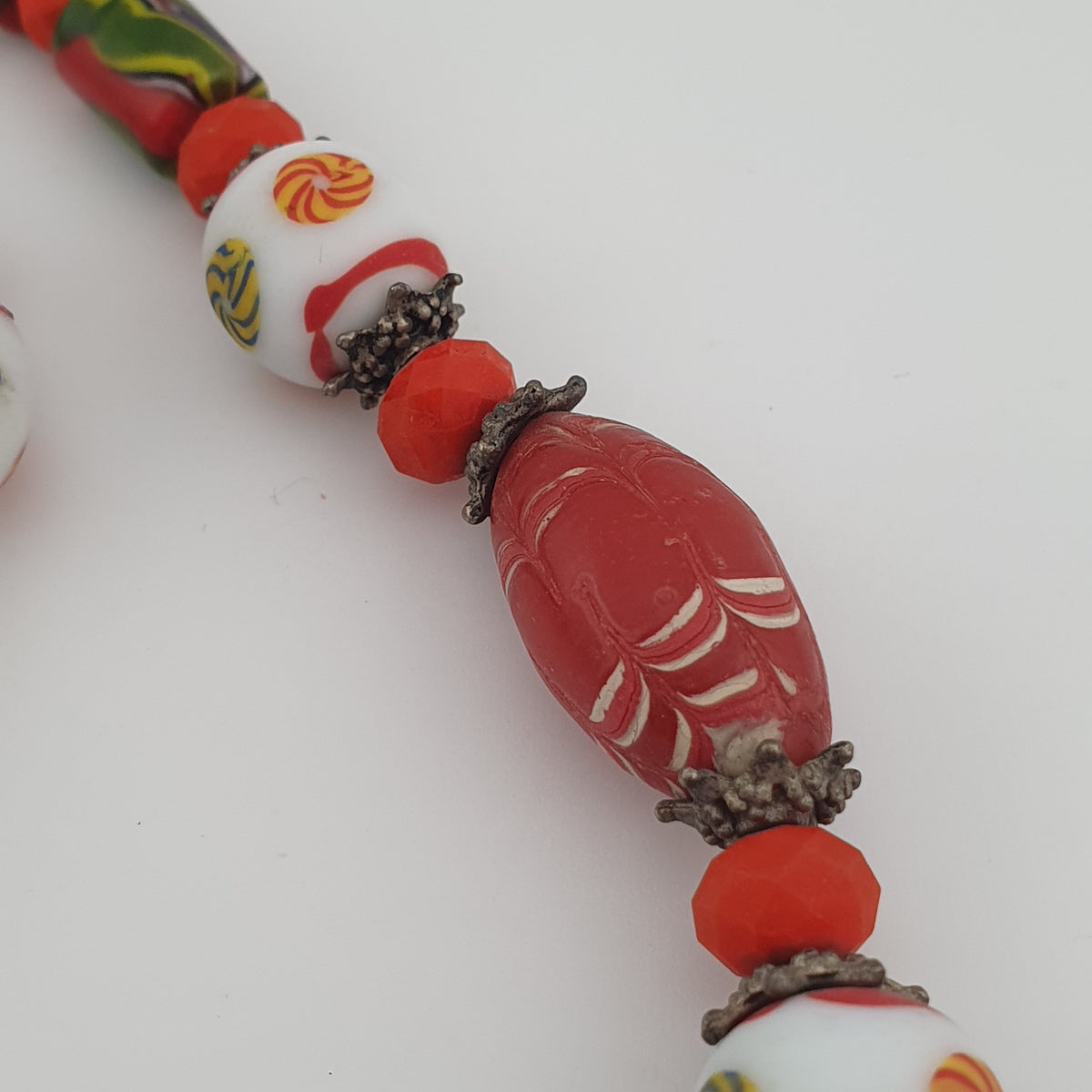 Antique Venetian Style Mix Glass Beads Necklace