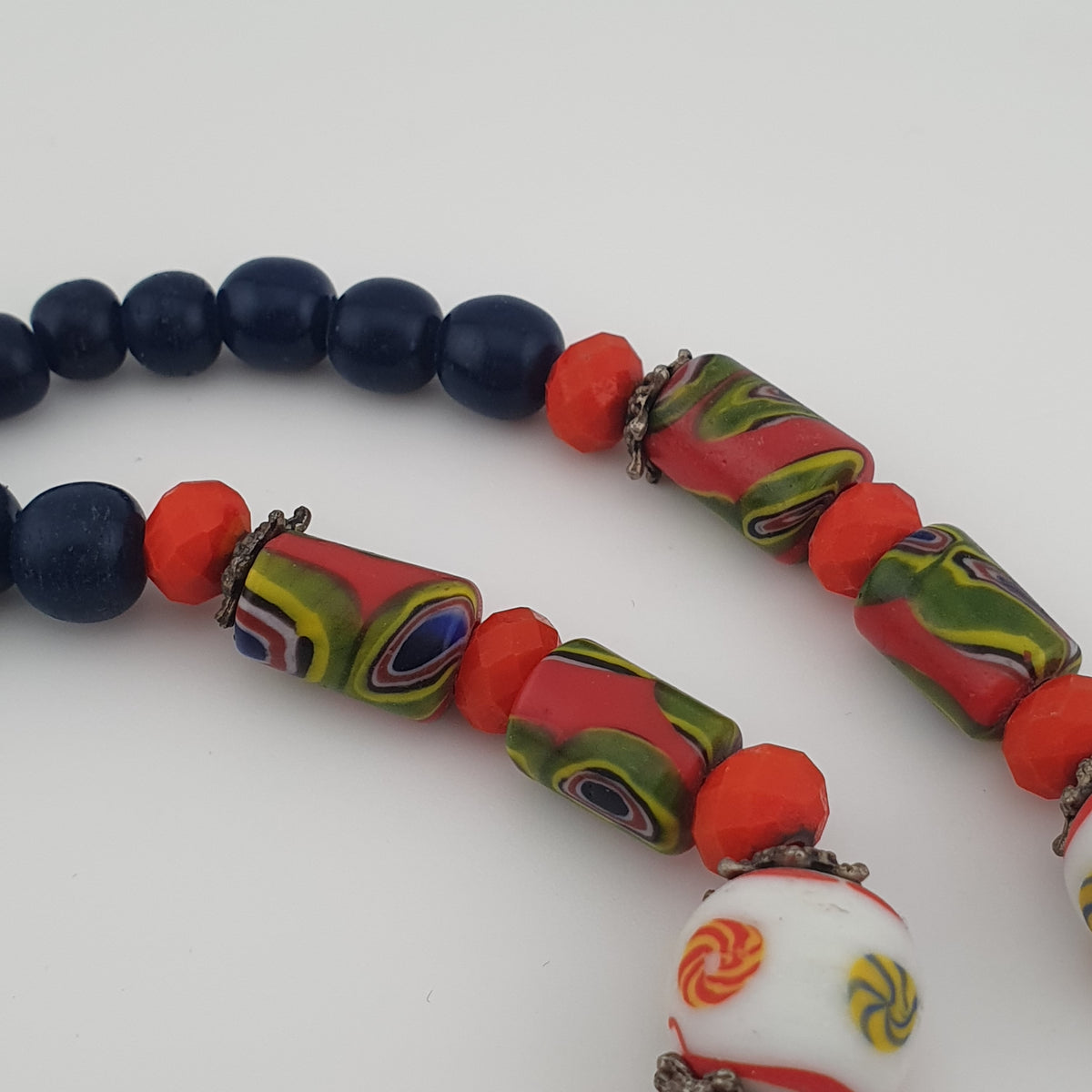 Antique Venetian Style Mix Glass Beads Necklace