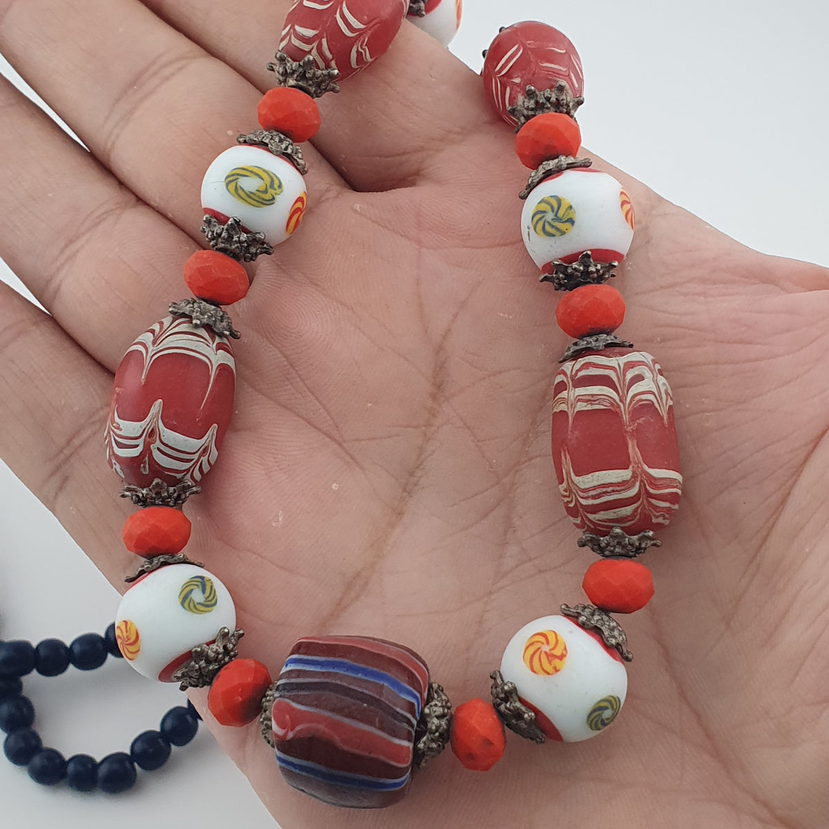 Antique Venetian Style Mix Glass Beads Necklace