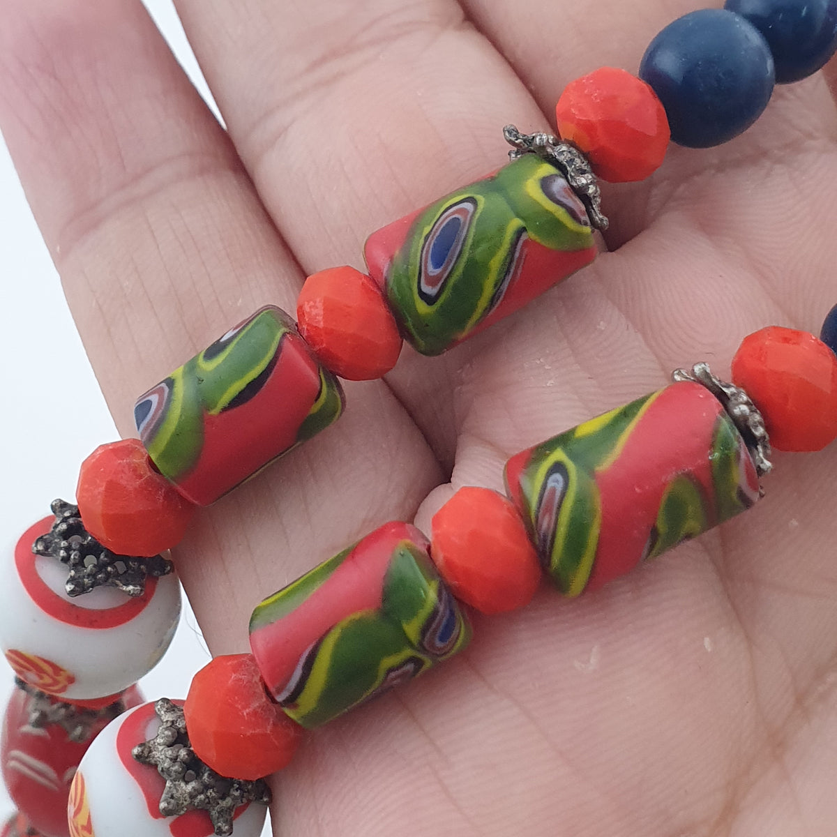Antique Venetian Style Mix Glass Beads Necklace